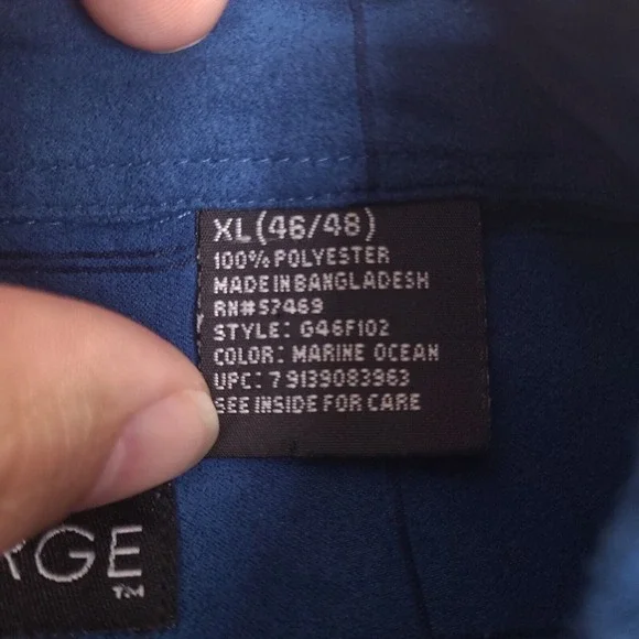 George Sueded Shirt Men's XL Blue‎ Plaid Long Sleeve Button Up Collared Soft - Picture 4 of 10